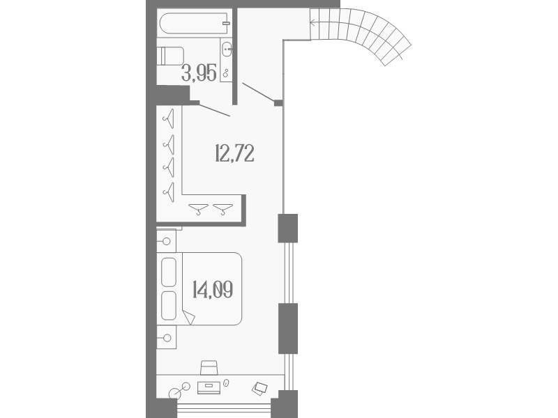 2-комнатная (Евро) квартира, 83.09 м² в ЖК "Коллекционный дом 1919" - планировка, фото №2