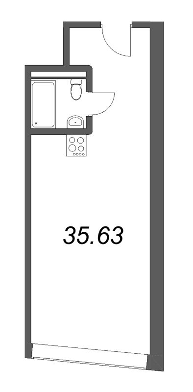 Квартира-студия, 35.63 м² в ЖК "Well Московский" - планировка, фото №1