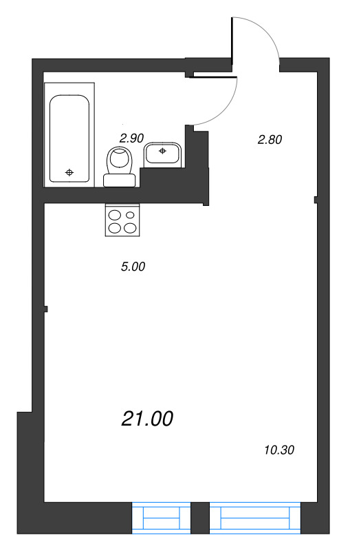 Квартира-студия, 21 м² в ЖК "ЭКО Квартал NEGA" - планировка, фото №1