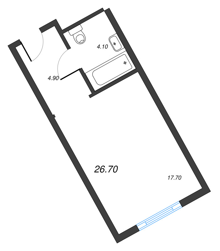 Квартира-студия, 26.2 м² - планировка, фото №1