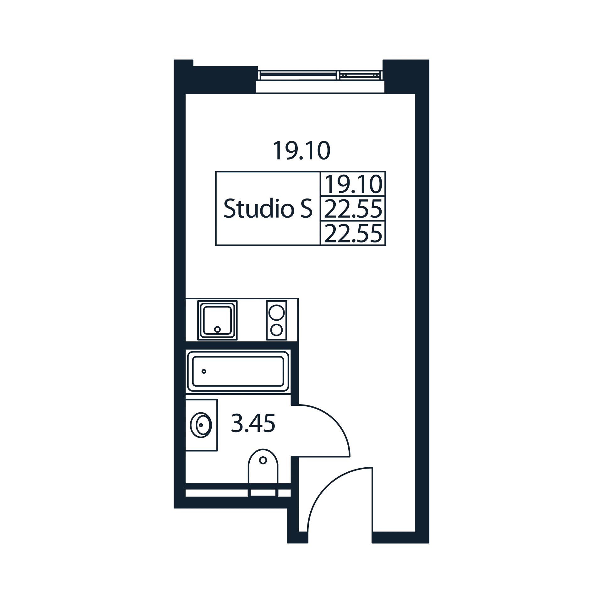 Квартира-студия, 23.33 м² в ЖК "Арт Плаза" - планировка, фото №1