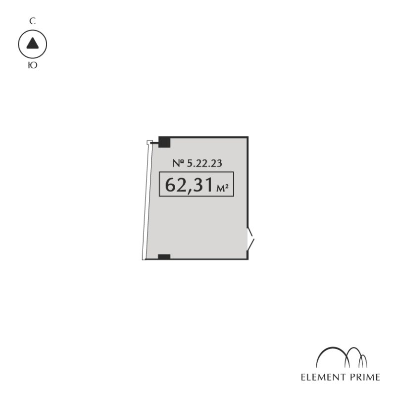 Помещение, 62.31 м² в ЖК "ELEMENT PRIME" - планировка, фото №1