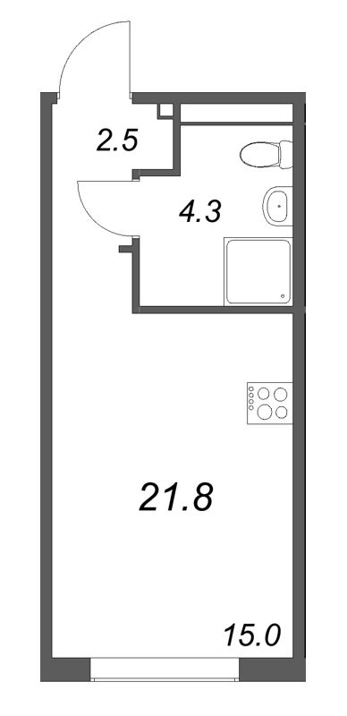 Квартира-студия, 21.8 м² в ЖК "Пулково Лейк" - планировка, фото №1