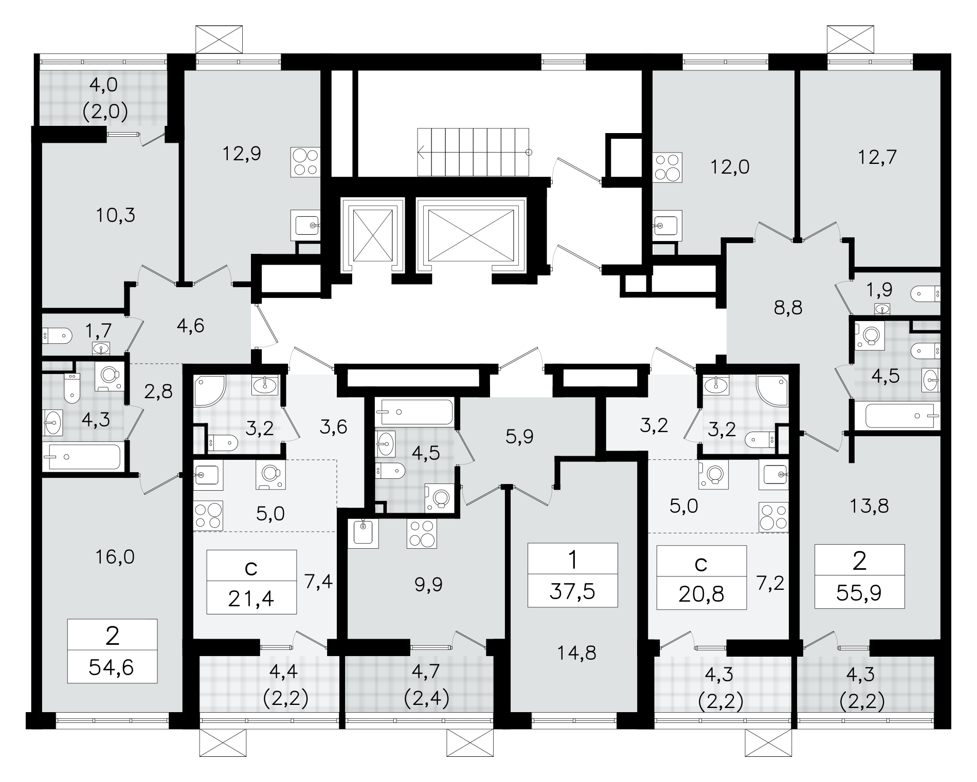 Квартира-студия, 21.4 м² в ЖК "А101 Всеволожск" - планировка этажа