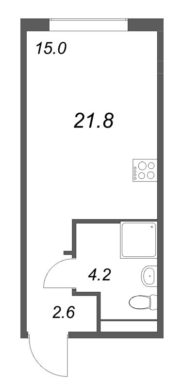 Квартира-студия, 21.8 м² в ЖК "Пулково Lake" - планировка, фото №1