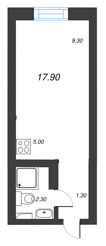 Квартира-студия, 17.9 м² в ЖК "Эко Квартал Нега" - планировка, фото №1
