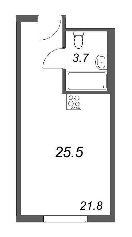 Квартира-студия, 25.5 м² в ЖК "ARTSTUDIO M103" - планировка, фото №1