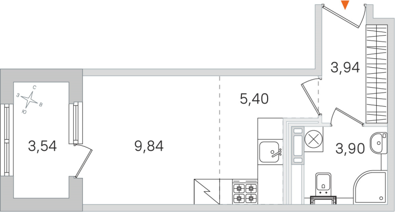 Квартира-студия, 23.08 м² в ЖК "Дубровский" - планировка, фото №1