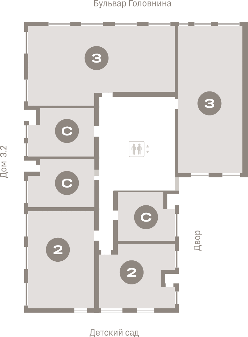 4-комнатная (Евро) квартира, 142.1 м² в ЖК "Северный ветер" - планировка этажа