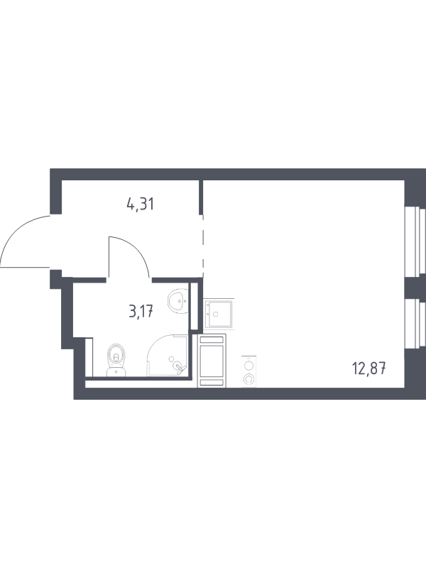 Квартира-студия, 20.35 м² в ЖК "Квартал Торики" - планировка, фото №1
