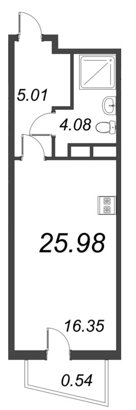 Квартира-студия, 25.98 м² в ЖК "ВЕРЕН НОРТ сертолово" - планировка, фото №1