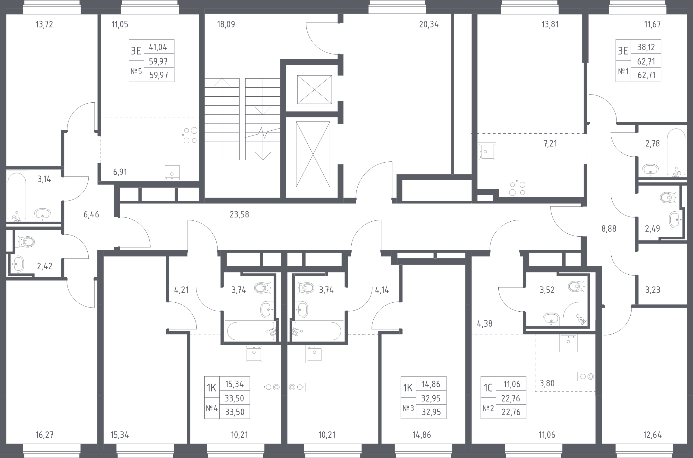 Квартира-студия, 22.76 м² в ЖК "Живи! В Рыбацком" - планировка этажа