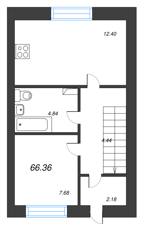 3-комнатная квартира, 66.36 м² в ЖК "Фёдоровское" - планировка, фото №1