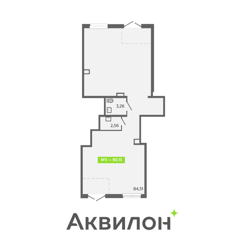 Помещение, 90.13 м² в ЖК "Аквилон Янино" - планировка, фото №1