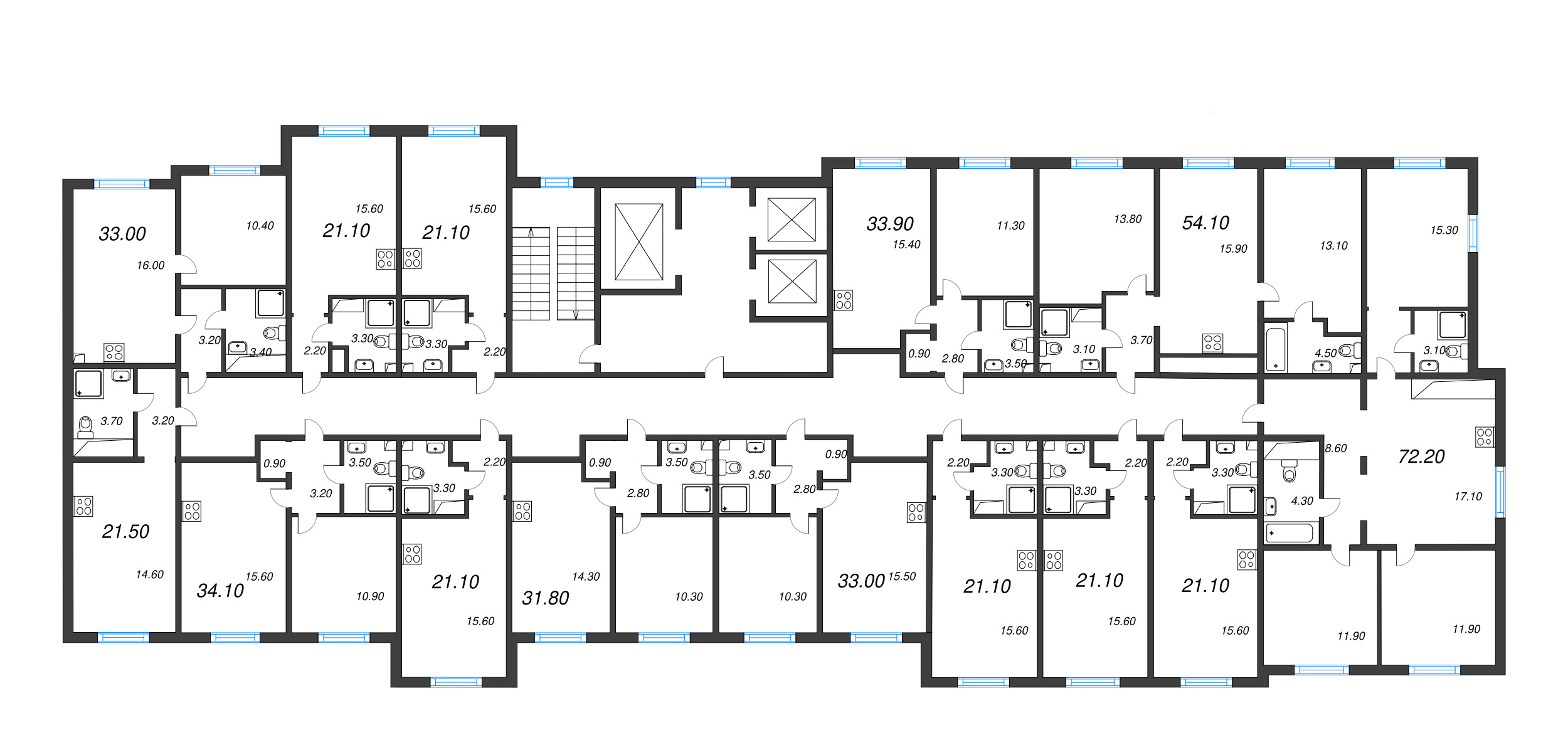 Квартира-студия, 21.1 м² в ЖК "Дыбенко Парк" - планировка этажа