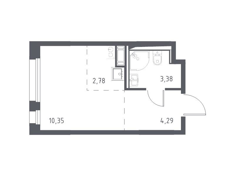 Квартира-студия, 20.8 м² в ЖК "Новые Лаврики" - планировка, фото №1