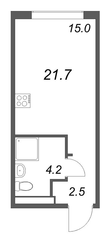 Квартира-студия, 21.7 м² - планировка, фото №1