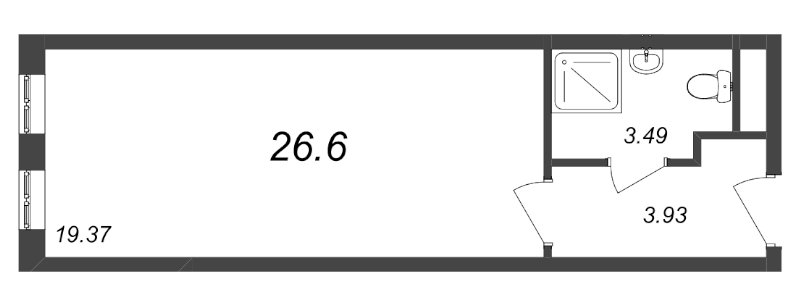 Квартира-студия, 26.2 м² в ЖК "Начало" - планировка, фото №1