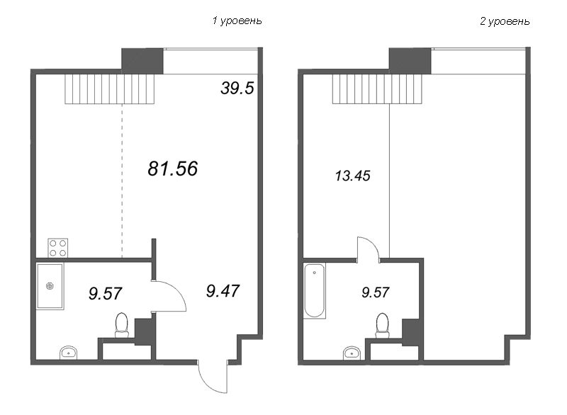 2-комнатная (Евро) квартира, 76.43 м² - планировка, фото №1