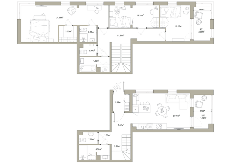 4-комнатная (Евро) квартира, 111.95 м² в ЖК "Тишин" - планировка, фото №1