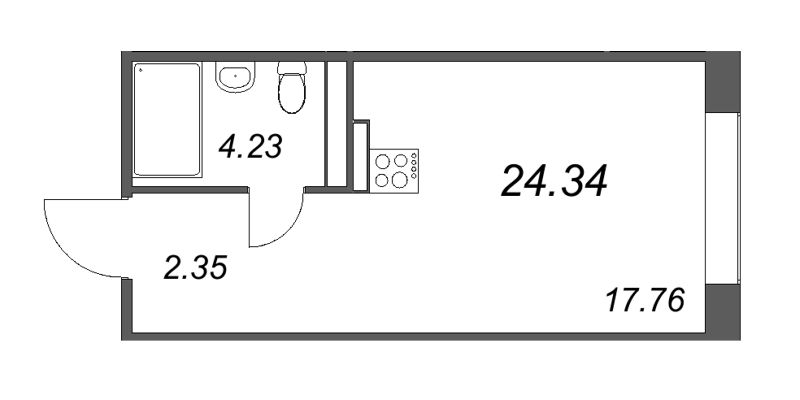 Квартира-студия, 25.35 м² в ЖК "17/33 Петровский остров" - планировка, фото №1