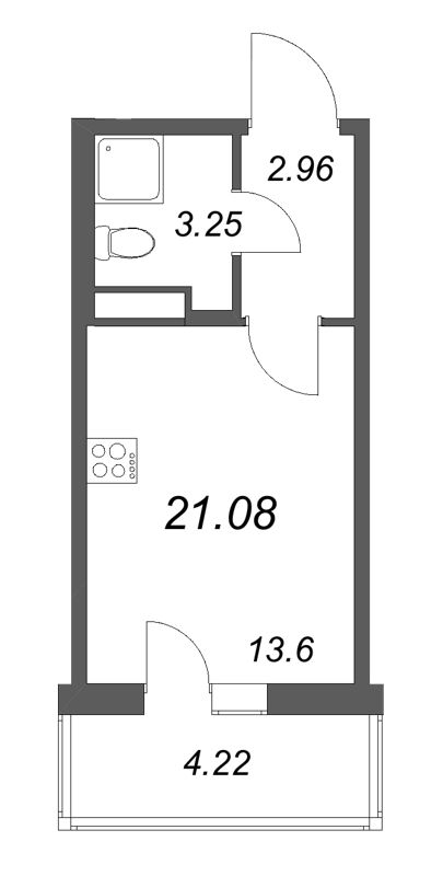 Квартира-студия, 21.08 м² в ЖК "Новая история" - планировка, фото №1