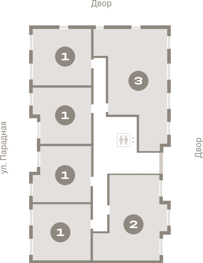 4-комнатная (Евро) квартира, 83 м² в ЖК "Брусника в Новоселье" - планировка этажа