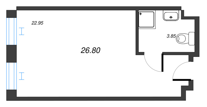 Квартира-студия, 26.85 м² в ЖК "We'll" - планировка, фото №1