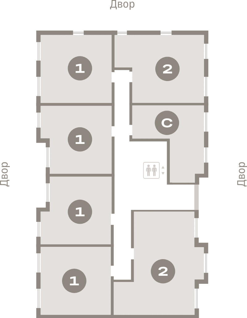 2-комнатная (Евро) квартира, 39.9 м² в ЖК "Брусника в Новоселье" - планировка этажа