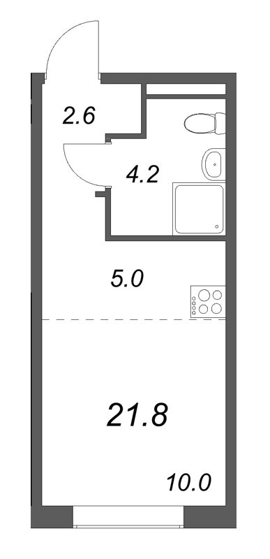Квартира-студия, 21.8 м² в ЖК "Пулково Lake" - планировка, фото №1