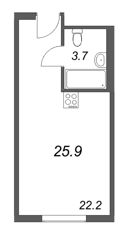 Квартира-студия, 25.9 м² в ЖК "ARTSTUDIO M103" - планировка, фото №1