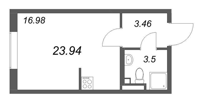 Квартира-студия, 23.94 м² в ЖК "Новая история" - планировка, фото №1