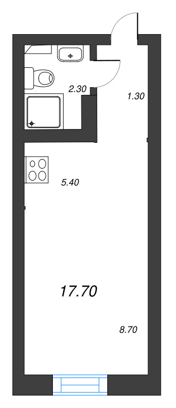 Квартира-студия, 17.7 м² в ЖК "Эко Квартал Нега" - планировка, фото №1