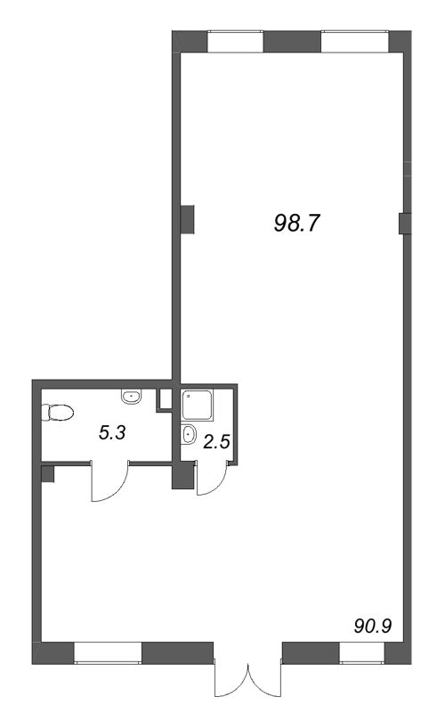Помещение, 98.7 м² в ЖК "Большая Охта" - планировка, фото №1