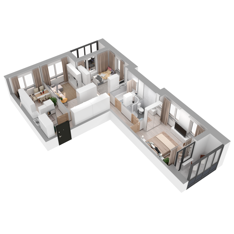 3-комнатная квартира, 73.4 м² в ЖК "Северная Долина" - планировка, фото №1