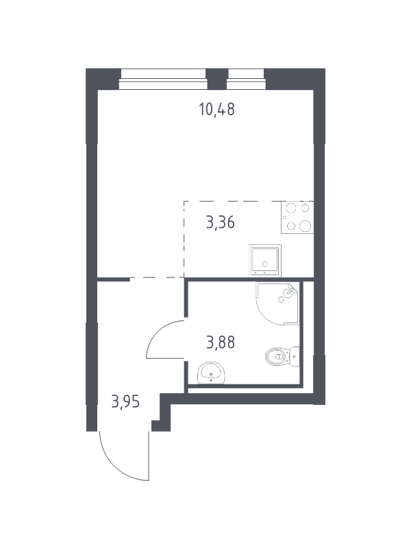 Квартира-студия, 21.67 м² в ЖК "Невская Долина" - планировка, фото №1