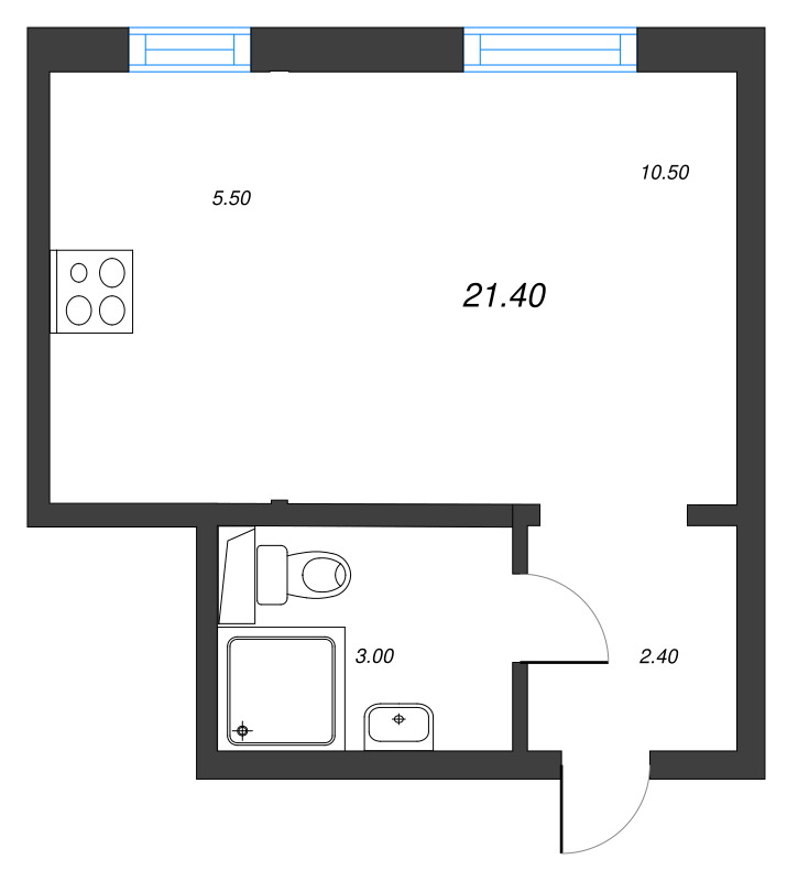 Квартира-студия, 21.4 м² в ЖК "ЛСР. Ржевский парк" - планировка, фото №1