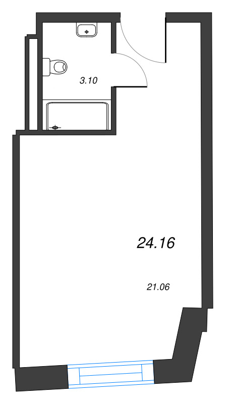 Квартира-студия, 24.16 м² - планировка, фото №1
