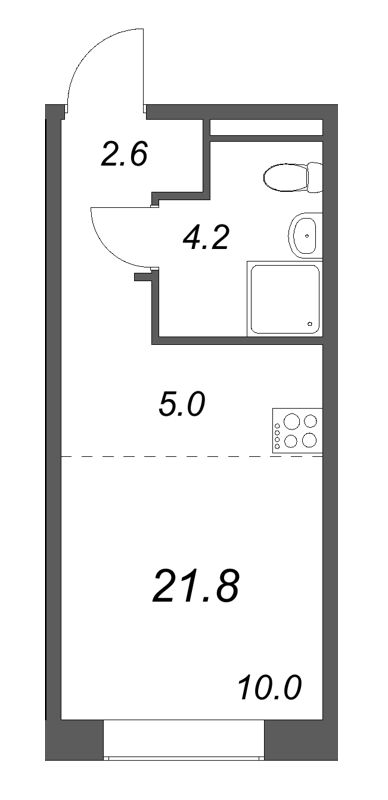 Квартира-студия, 21.8 м² в ЖК "Пулково Lake" - планировка, фото №1