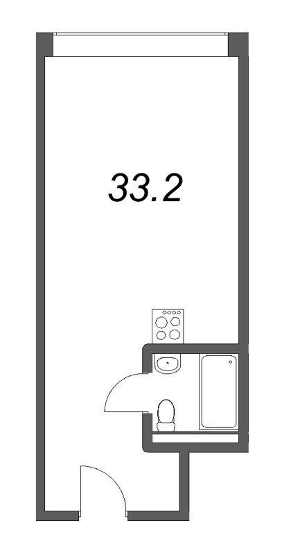 Квартира-студия, 33.2 м² в ЖК "Well Московский" - планировка, фото №1