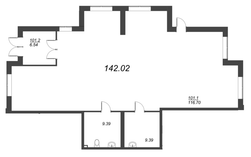 Помещение, 142.5 м² в ЖК "NewПитер 2.0" - планировка, фото №1