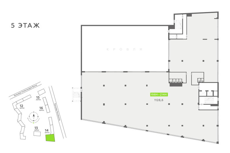 Помещение, 1128.6 м² в ЖК "БЦ INSIDE" - планировка, фото №1