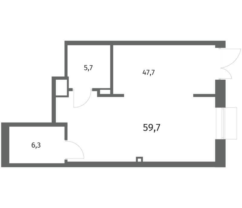 Помещение, 59.7 м² - планировка, фото №1