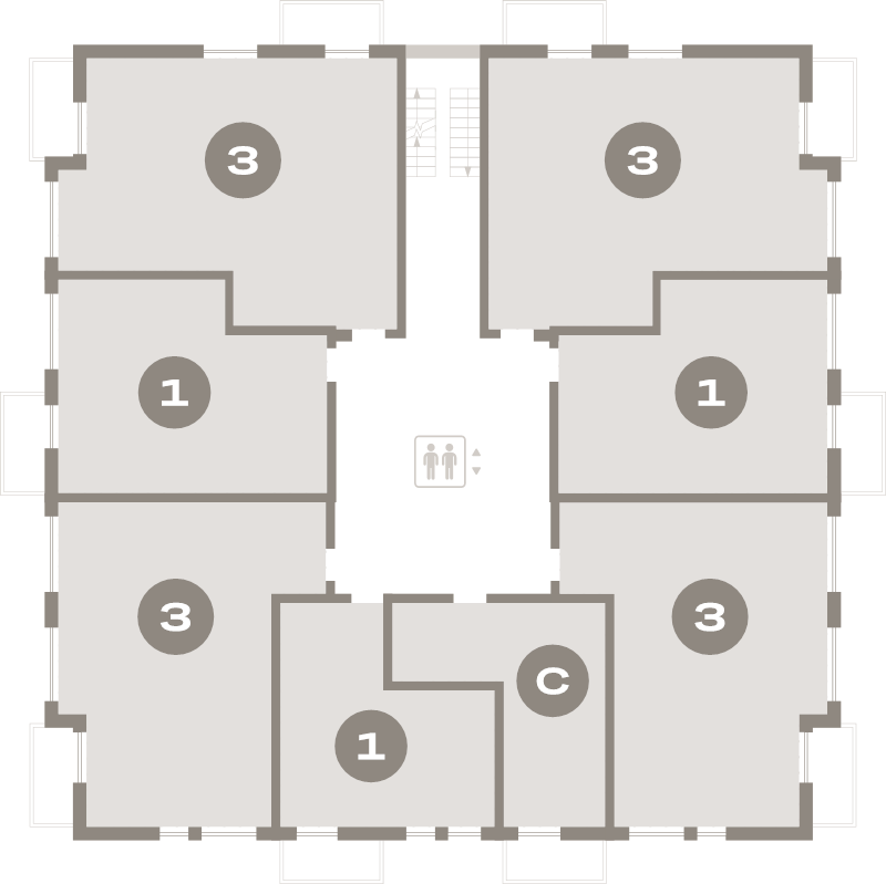 1-комнатная квартира, 38.9 м² в ЖК "Брусника в Новоселье" - планировка этажа
