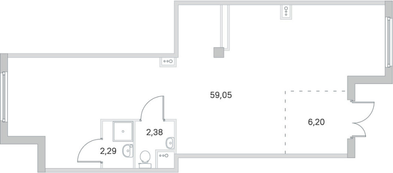 Помещение, 69.92 м² в ЖК "Любоград" - планировка, фото №1