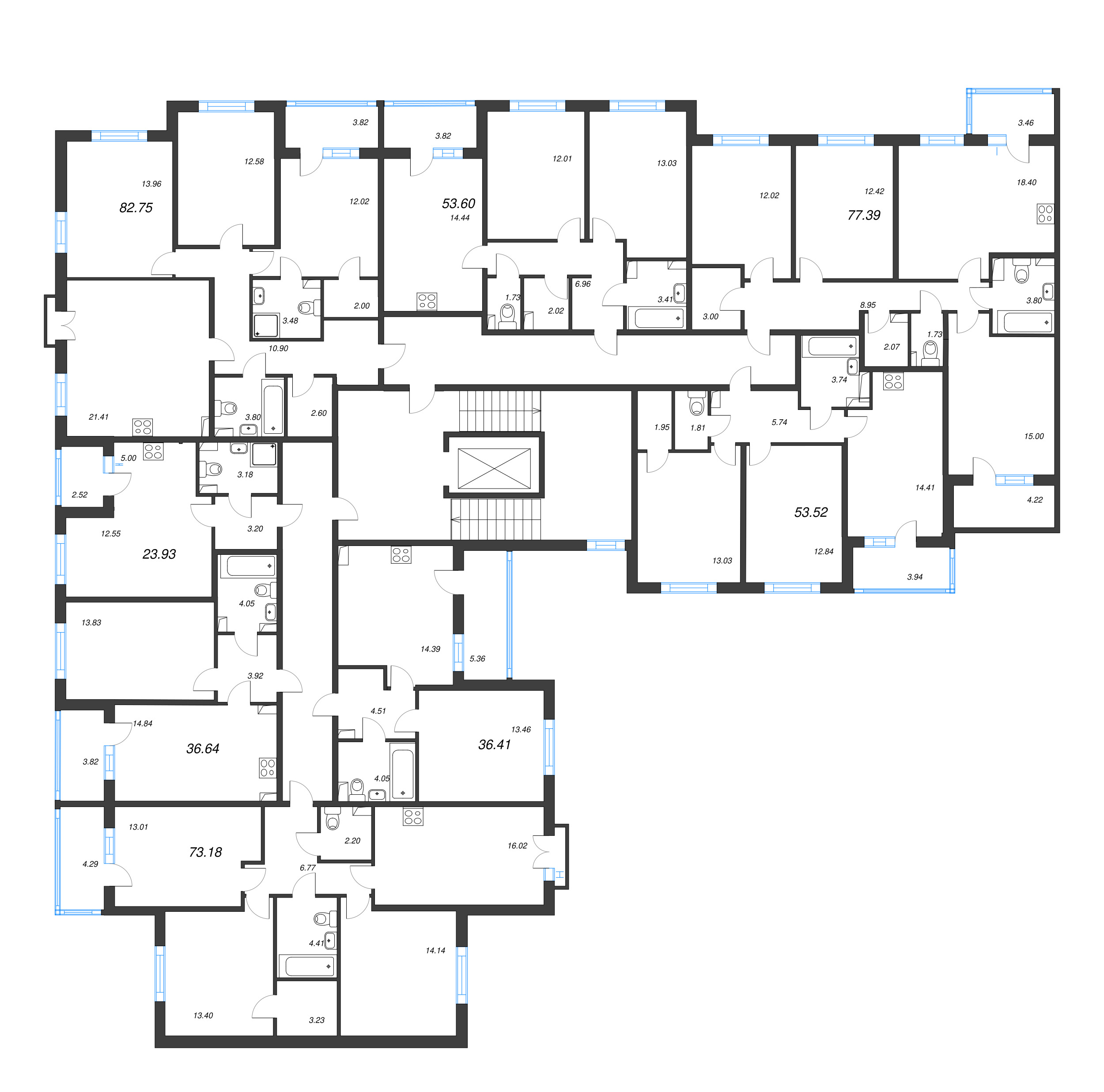 Квартира-студия, 23.93 м² в ЖК "Любоград" - планировка этажа