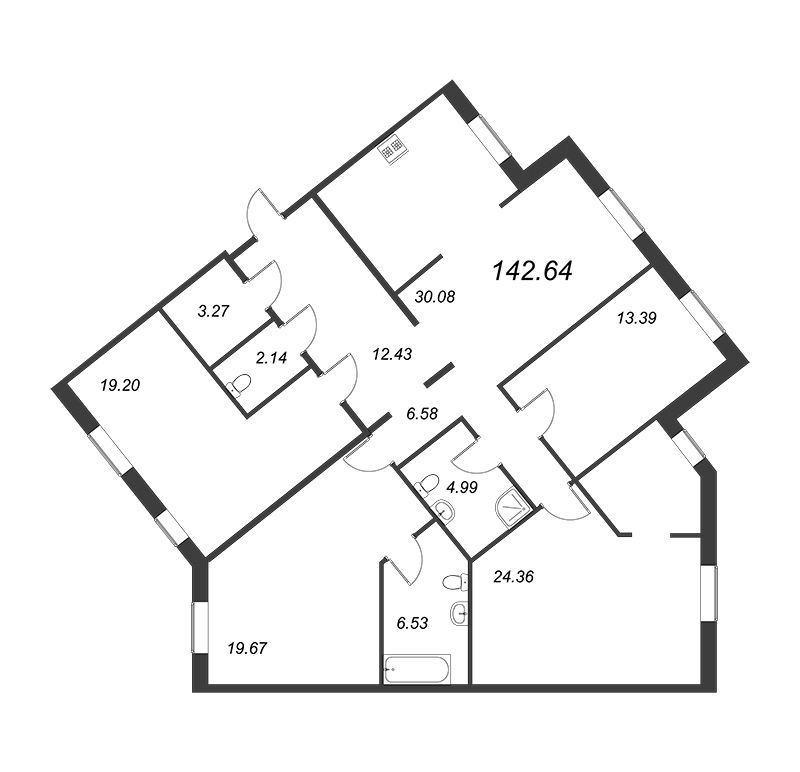 5-комнатная (Евро) квартира, 142.64 м² в ЖК "ID Park Pobedy" - планировка, фото №1