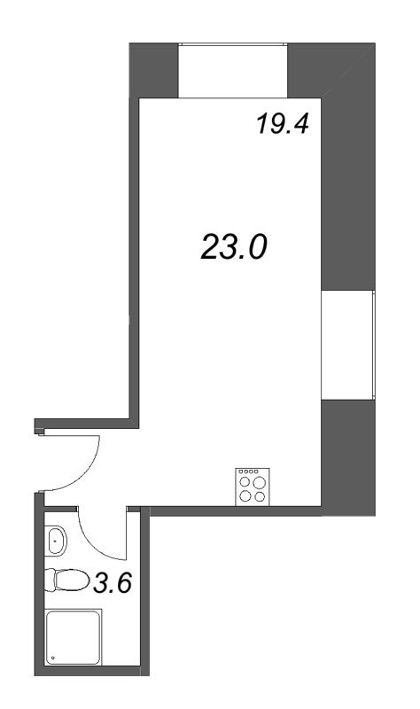 Квартира-студия, 23 м² в ЖК "Пространство by Avenue-Apart" - планировка, фото №1