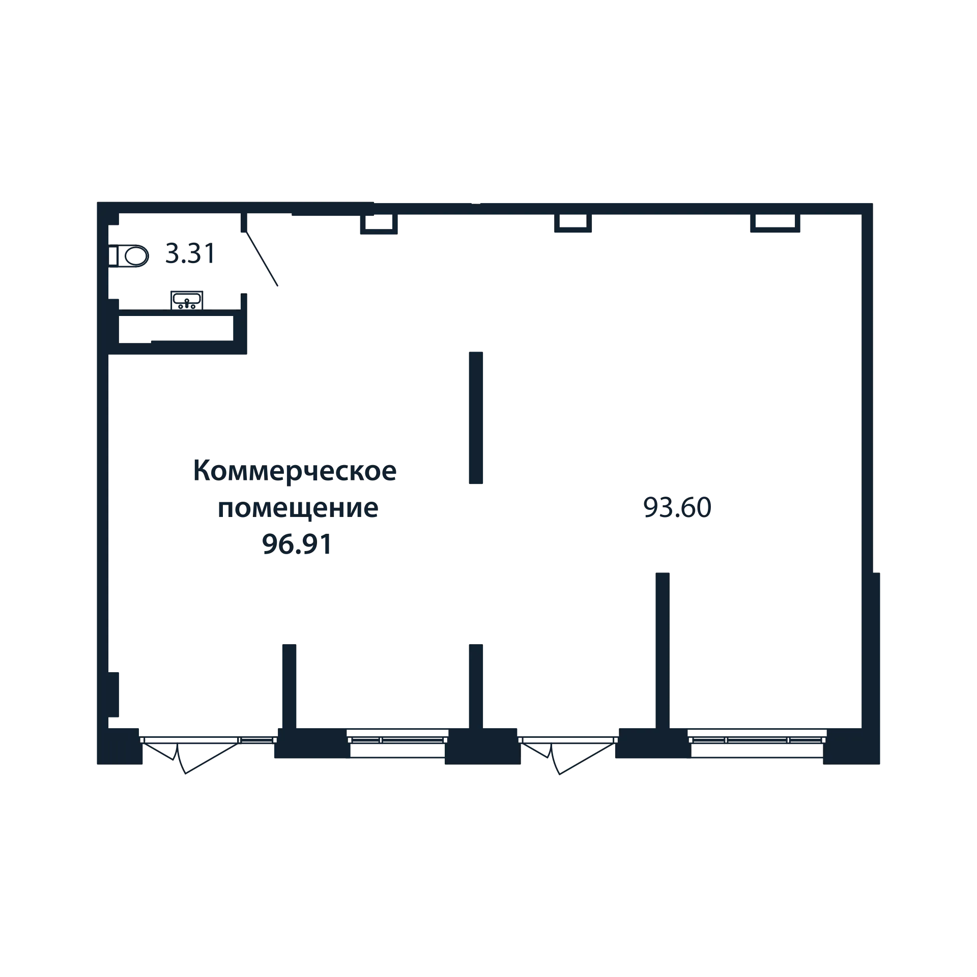 Помещение, 96.91 м² в ЖК "Полис Новоселье" - планировка, фото №1