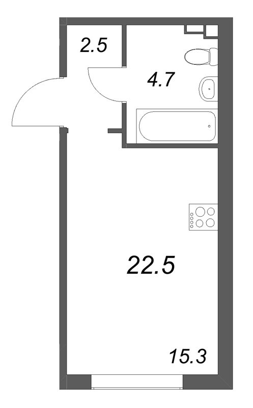 Квартира-студия, 22.5 м² в ЖК "Пулково Lake" - планировка, фото №1